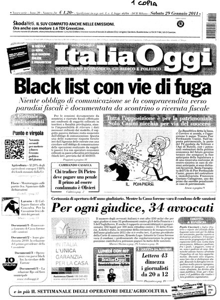 Italia oggi : quotidiano di economia finanza e politica